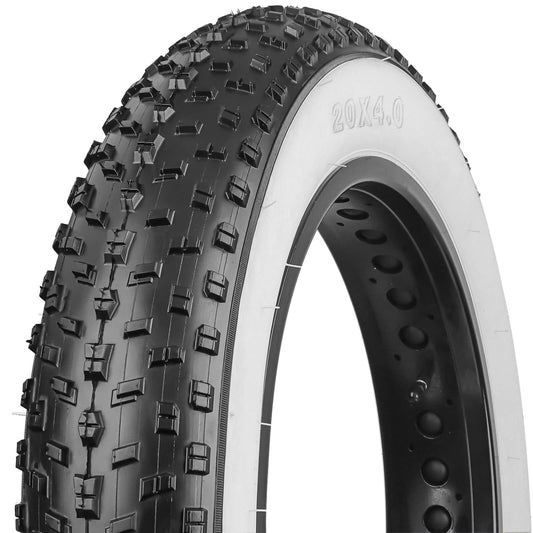 Hycline 20×4 Inch White-side Studded Knobby Fat Bike Tire For Mountain And Electric Bike