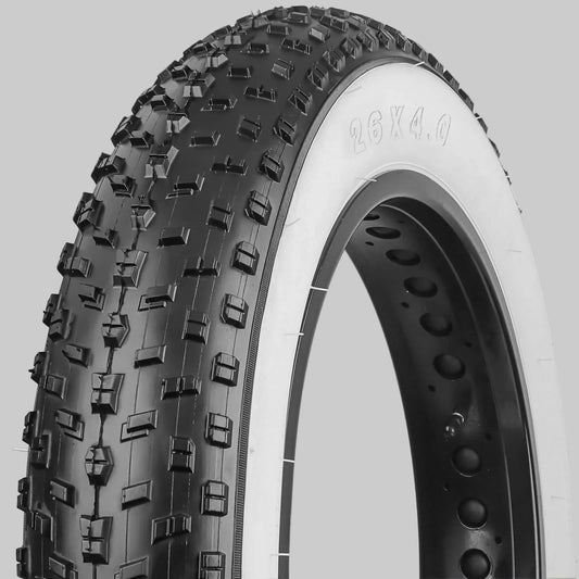 Hycline 26×4 Inch White-side Studded Knobby Fat Bike Tire For Mountain And Electric Bike
