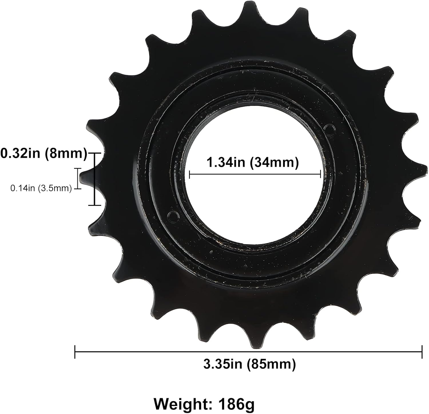 freewheel gear Hycline Single-Speed 20T Bike Freewheel Compatible With Chain 1/2×1/8"