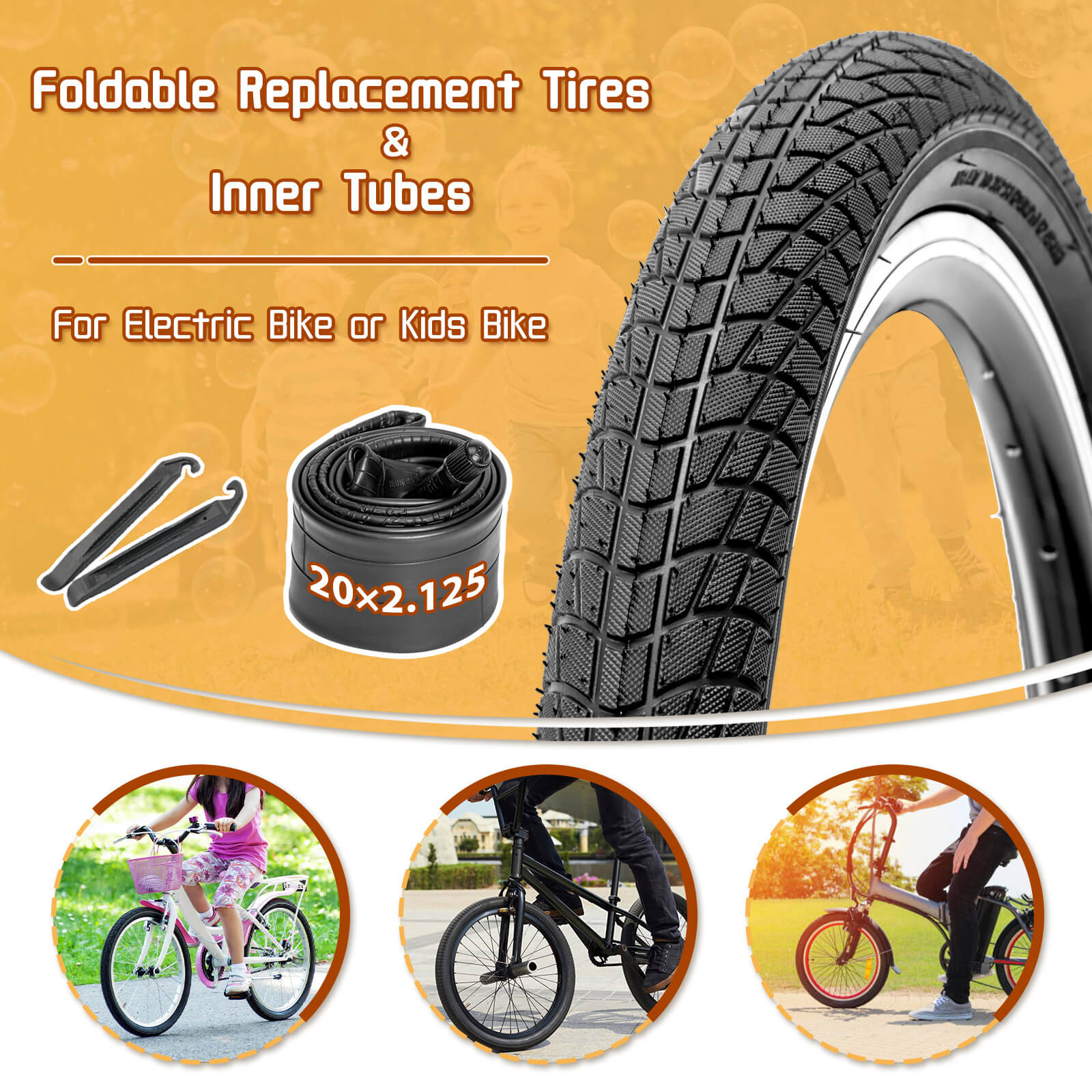 20x2.125 Bike Tires, Folding 57-406 20x2.125 Bicycle Tires And Tubes Mountain Bike Tires With Schrader Valve 2 Pack Puncture Resistant Replacement Tires With Levers For Bmx Mtb Off Road Kids Bike - View #10