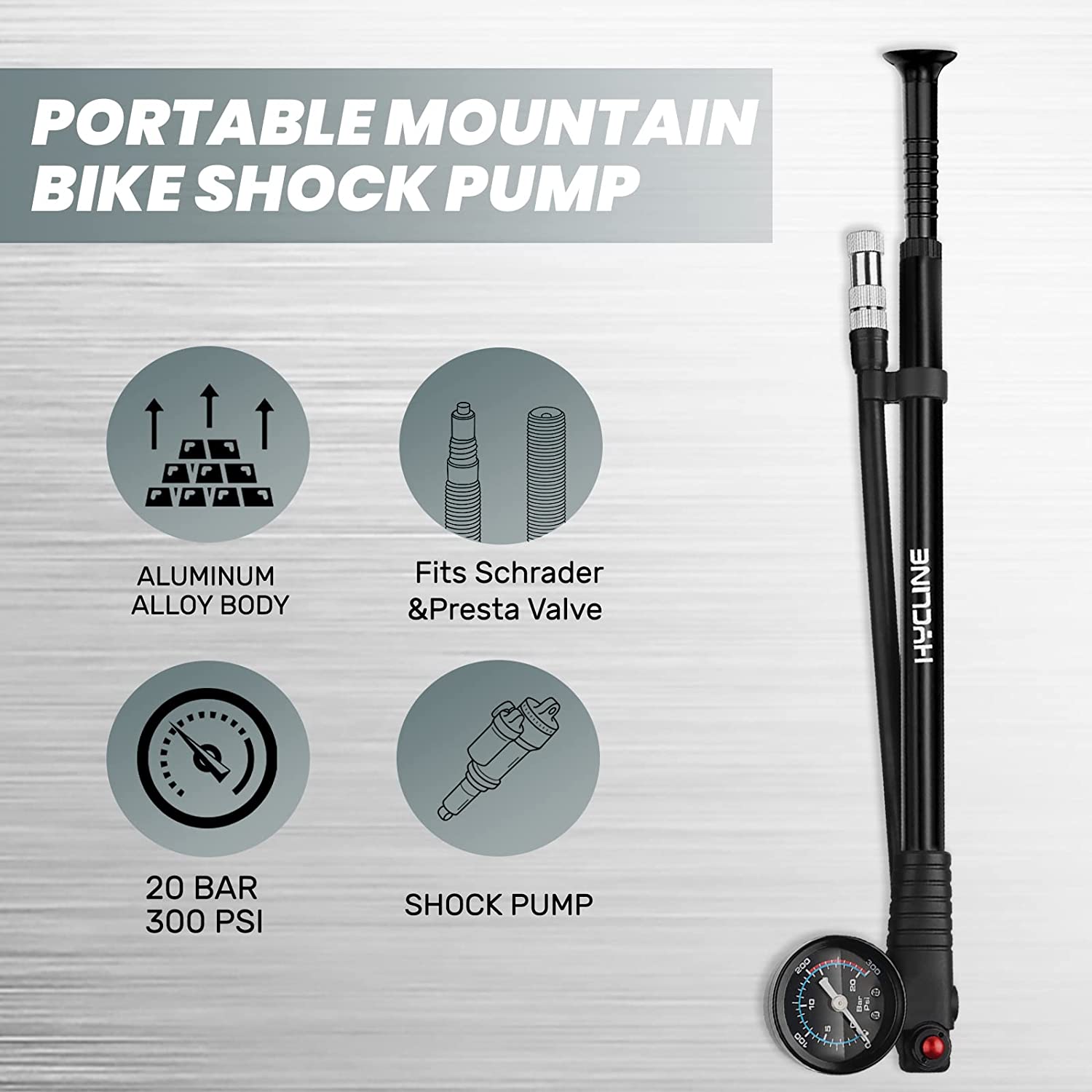 300 PSI High-pressure Bicycle Shock Pump with Gauge mountain bike