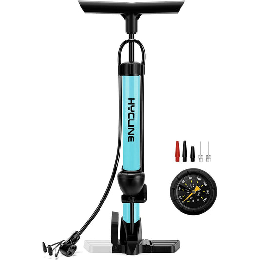 Hycline NT1 bike pump blue floor inflator Fits Presta & Schrader Valve