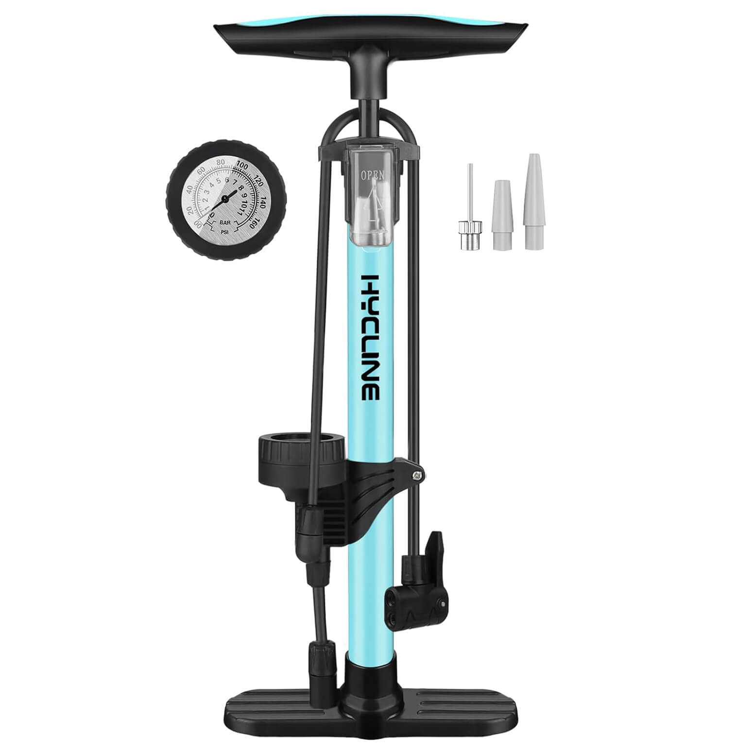 160 PSI Gauged Bike Floor Tire Pump Hycline