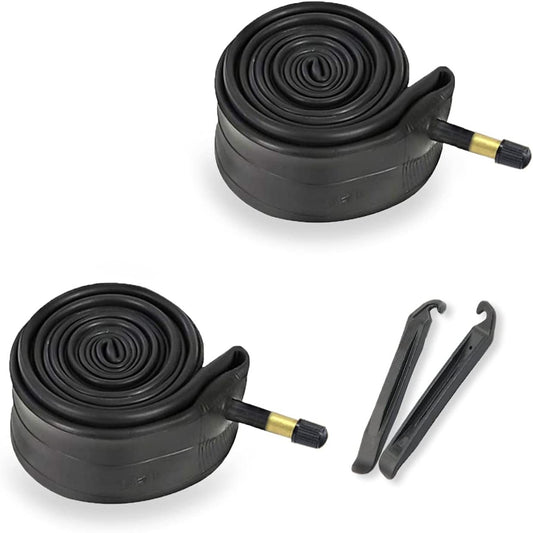 2 Pack Bike Tubes with 2 Tire Levers, 26 to 29 Replacement Bicycle Inner Tube with Schrader Valve 48mm