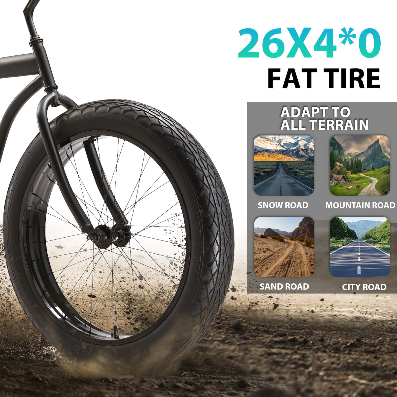 Hycline Minimal Resistance Puncture-Proof Fat Tire 26”x4“ adaption