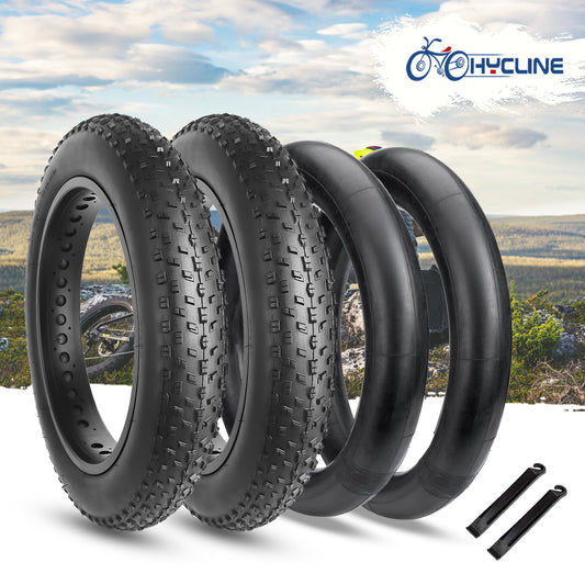 2 Pack Fat Tires Plus Inner Tubes Set 20/26x4.0 for off roads and city streets