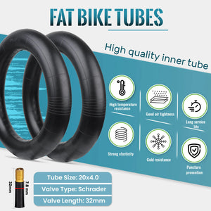 Hycline Inner tubes of 2-Packed Road Electric Bike Fat Tire - 20/24/26×4.0