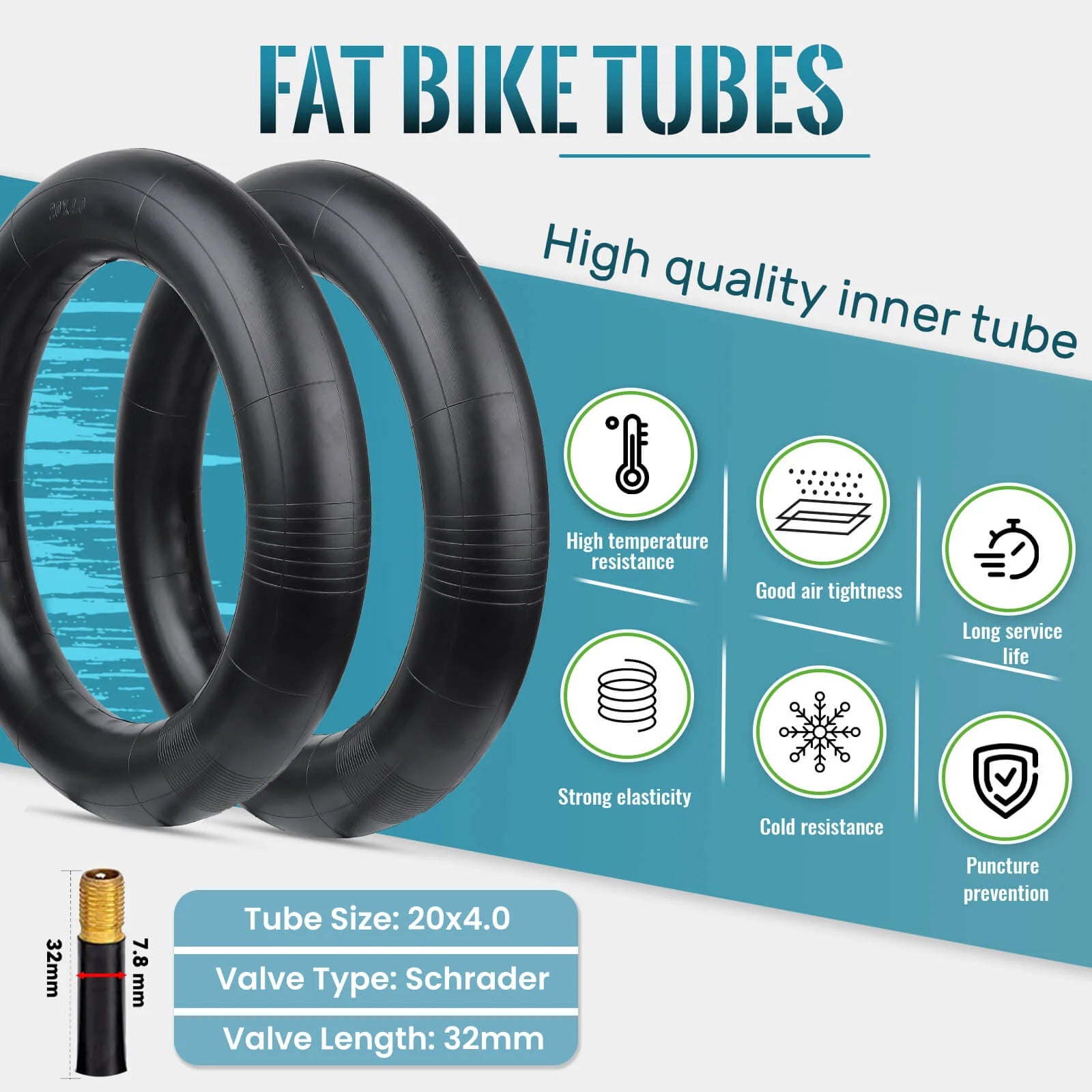 Inner tubes of 2-Packed Road Electric Bike Fat Tire - 20/24/26×4.0
