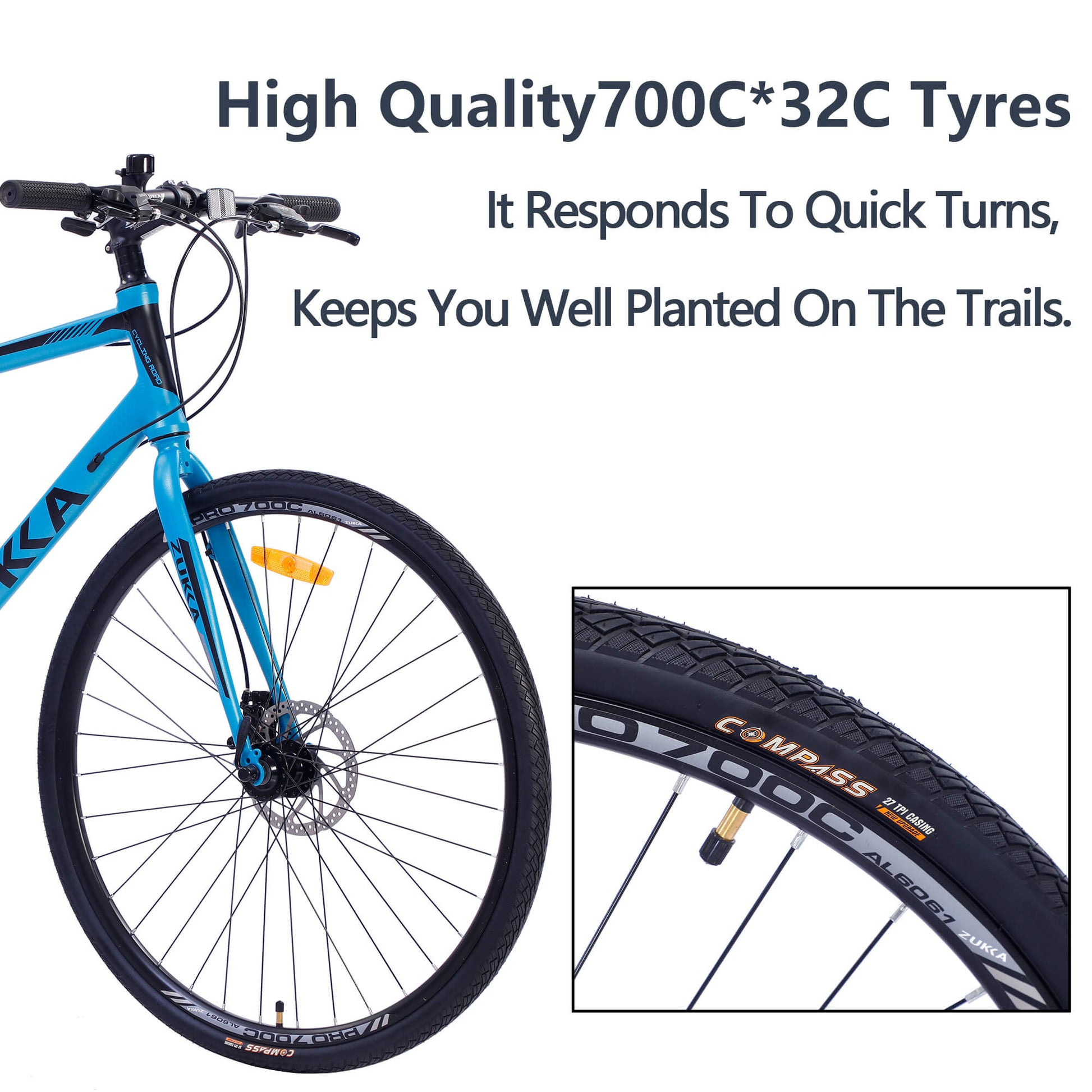 Zukka Seagull 700C 21-Speed Hybrid Road Bike 700C tyres