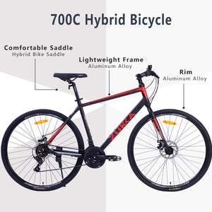 Zukka Seagull 700C 21-Speed Hybrid Road Bike 700C Hybrid Bicycle