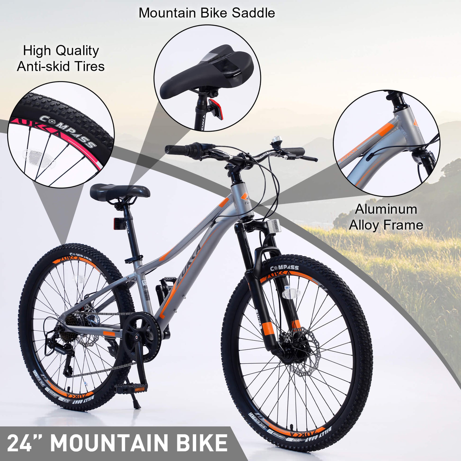 Hycline 24”×2.1" Dynamic Mountain Bike For Youth And Adults Details