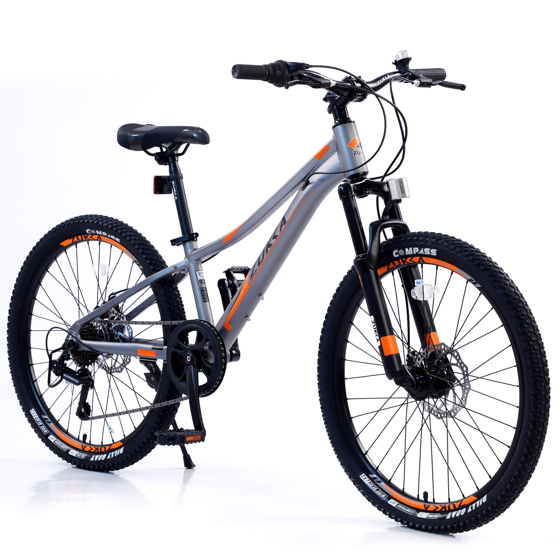 HYCLINE 24 Inch Mountain Bike Shimano 7-Speed Aluminum Frame Bike with Dual Disc Brake for Boys Girl