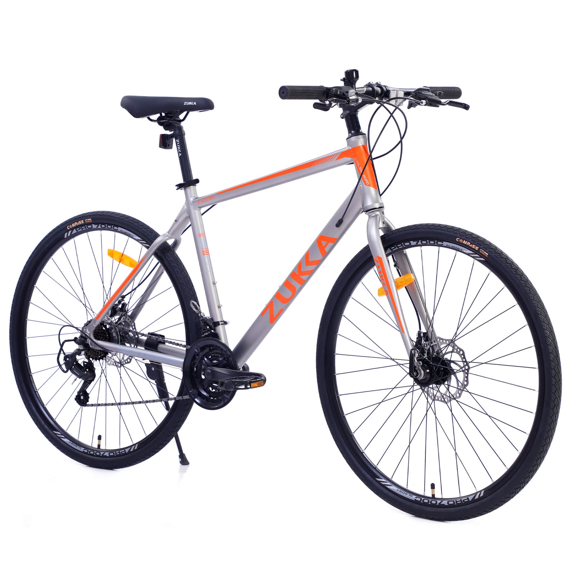  Zukka Seagull 700C 21-Speed Hybrid Road Bike - Grey Orange