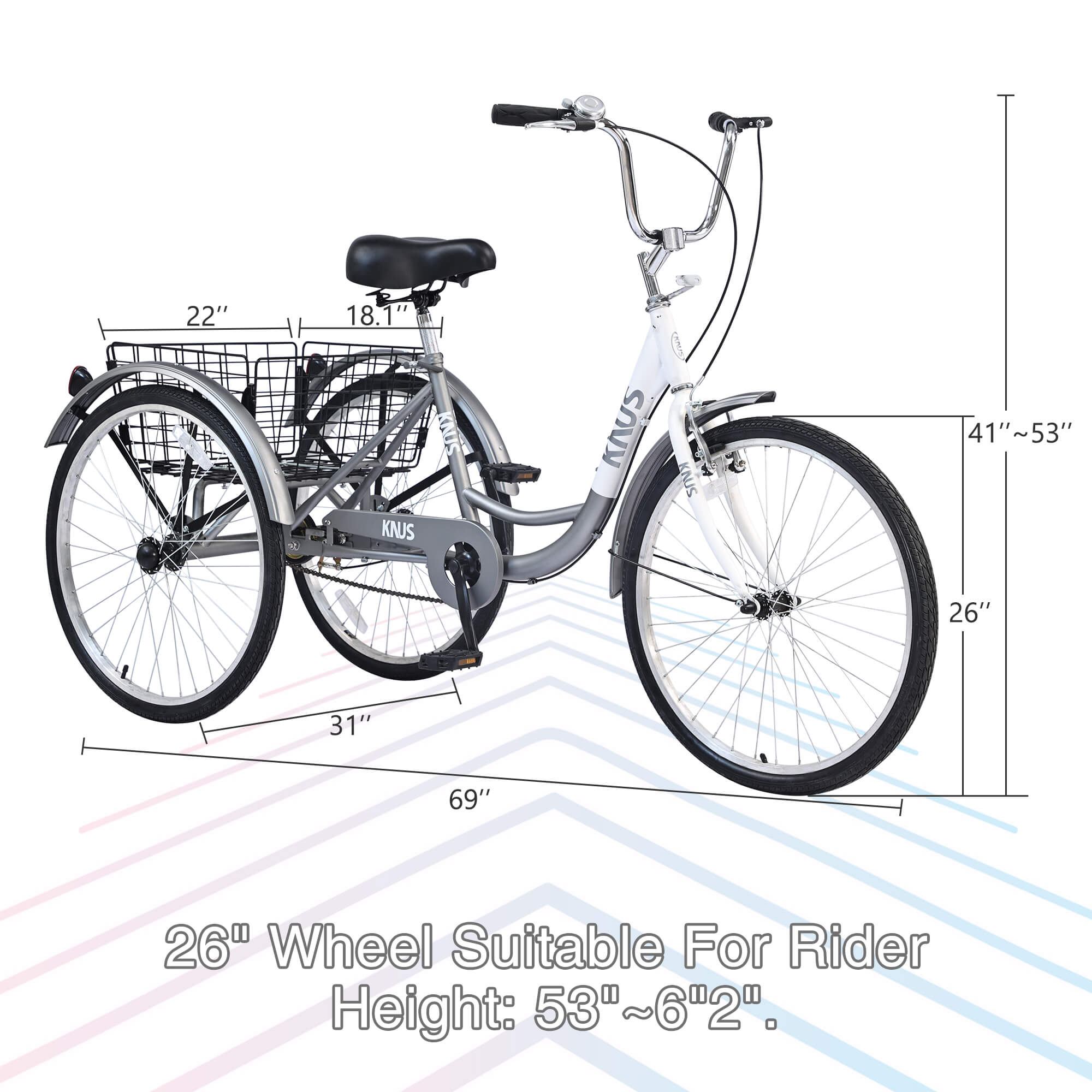 3 wheel bicycles for adults Knus Virbus 26“ Single-Speed Tricycle For Adults