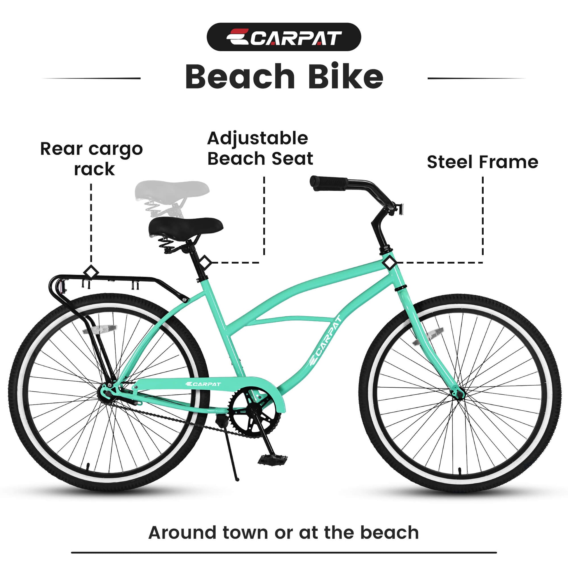 Ecarpat Roowee 26" Beach Cruiser Bike