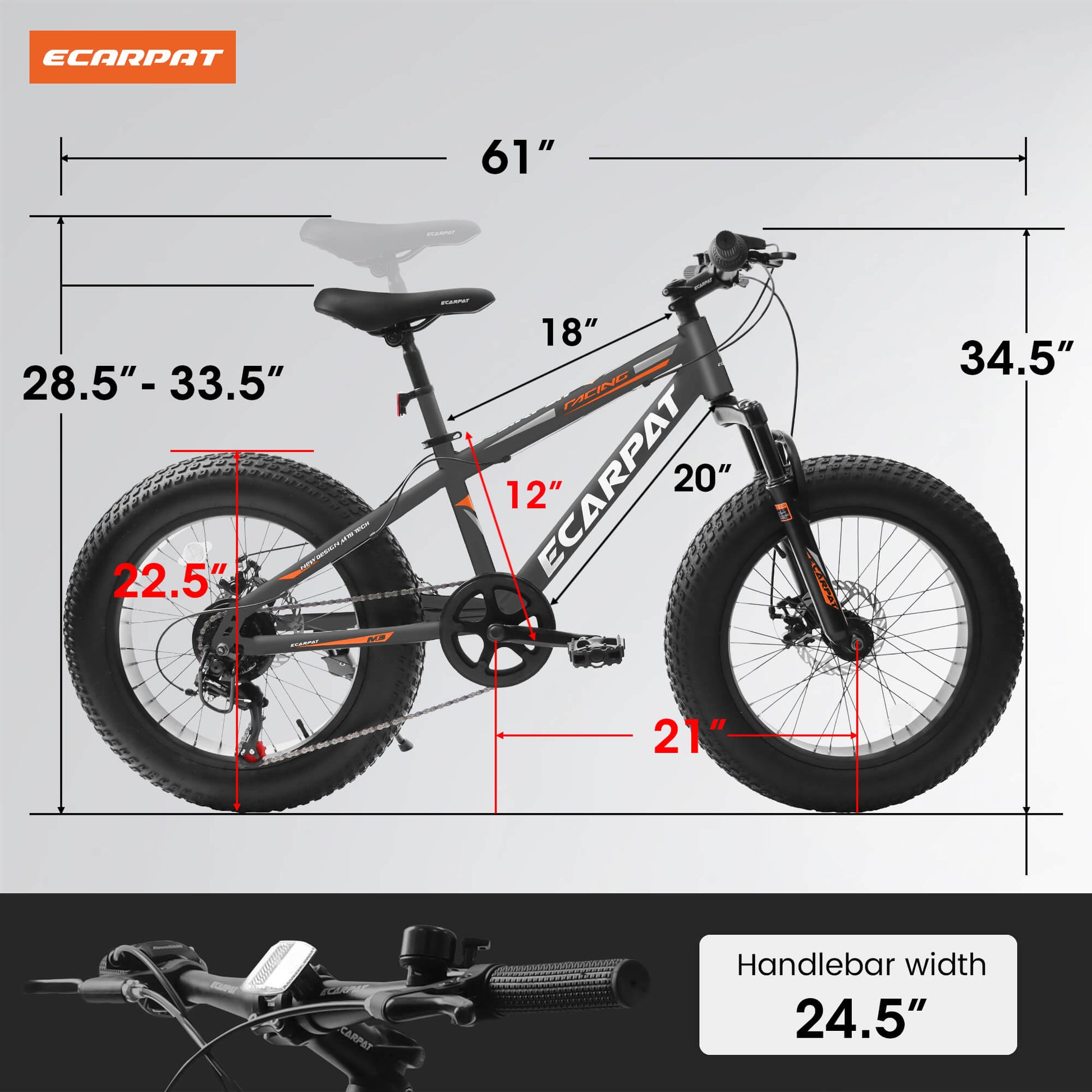 Hycline Ecarpat Arena 26"×4.0" carbon steel fat tire bike size