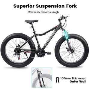 Hycline Ecarpat Wildecircle 26x4 carbon steel frame  21 speed mountain fat tire bike suspension front fork