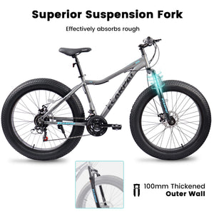 Hycline Ecarpat Wildecircle 26x4 carbon steel frame  21 speed mountain fat tire bike front suspension fork