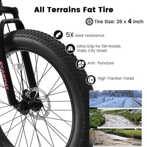 Hycline Ecarpat Wildecircle 26x4 carbon steel frame  21 speed all-terrain mountain fat tire bike