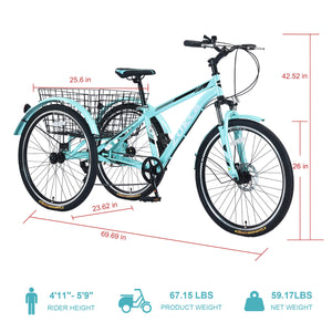 Size Of Hycline Zukka Wanda 26“ 7-Speed MTB Adult Tricycle - Hycline