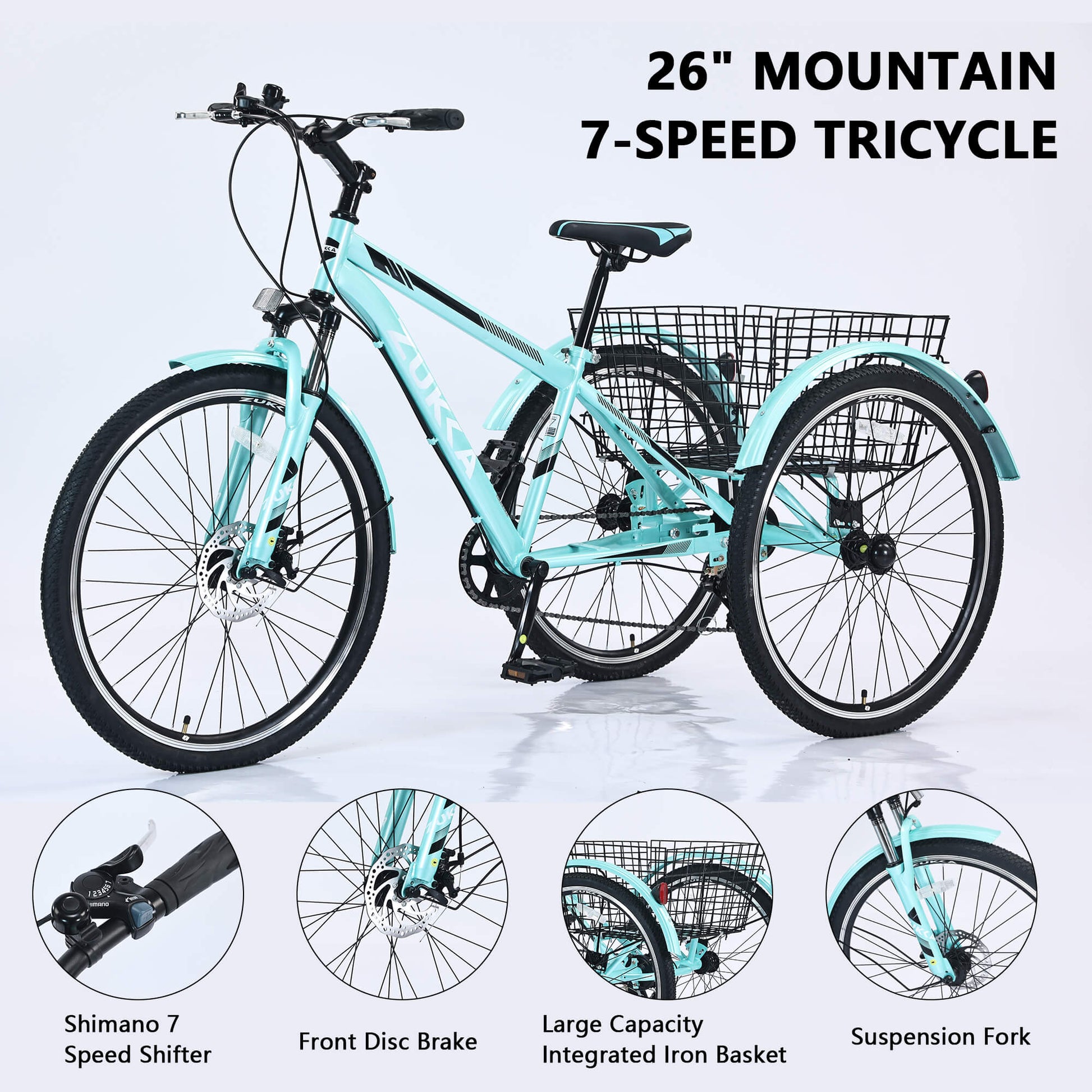 Zukka Wanda 26“ 7-Speed MTB Adult Tricycle - Hycline Trikes Near Me