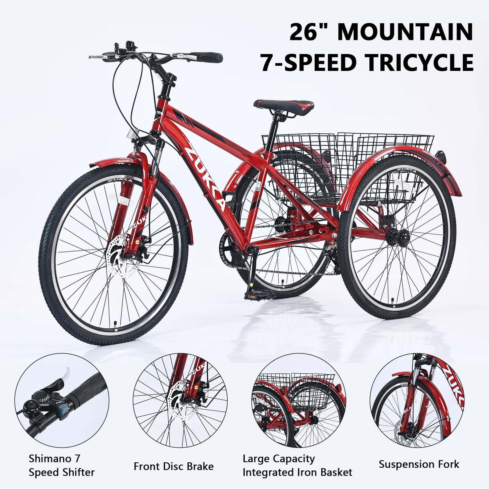 Zukka Wanda 26“ 7-Speed Mountain Adult Tricycle