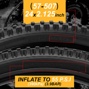 Hycline 24x2.125 inch (57-507) bicycle tire, mountain tire replacement