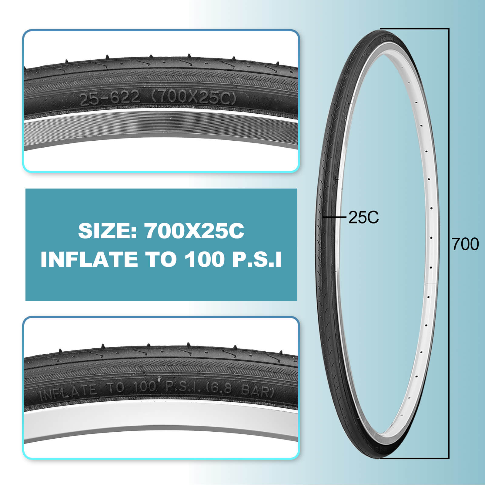 Mohegia Road Bike Tires 700×25C (ETRTO 25-622) Hycline