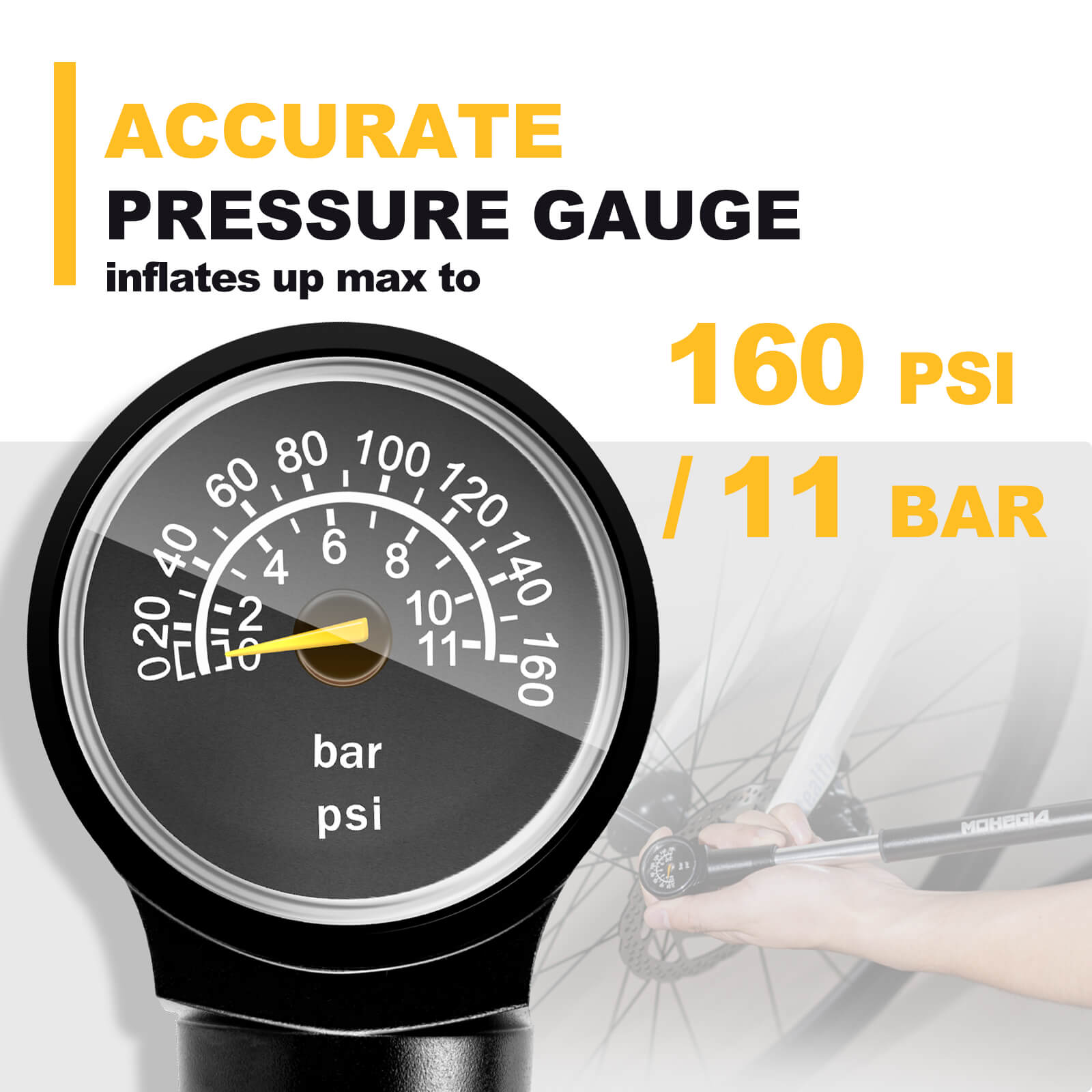 Bike Frame Hand Pump - 160 PSI