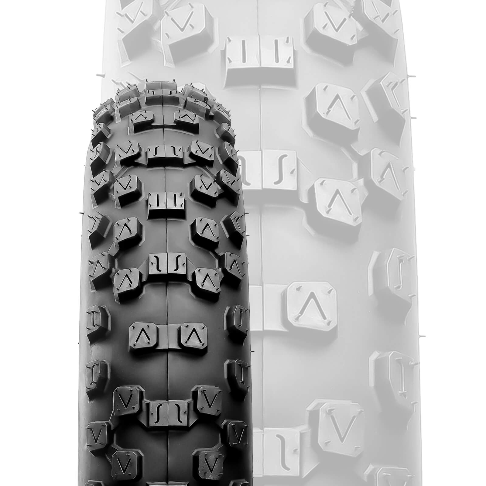 Hycline 20 "x4" studded knobs tread mountain fat bike tire suitable for challenging terrains: rocks, mud, and snow