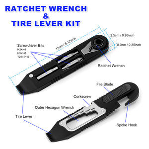 14 IN 1 Bike Tire Repair Kit - Wrench/Lever/Screwdriver/Corkscrew/File Blade