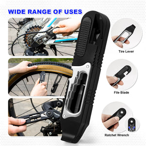 14 IN 1 Bike Tire Repair Kit - Wrench/Lever/Screwdriver/Corkscrew/File Blade