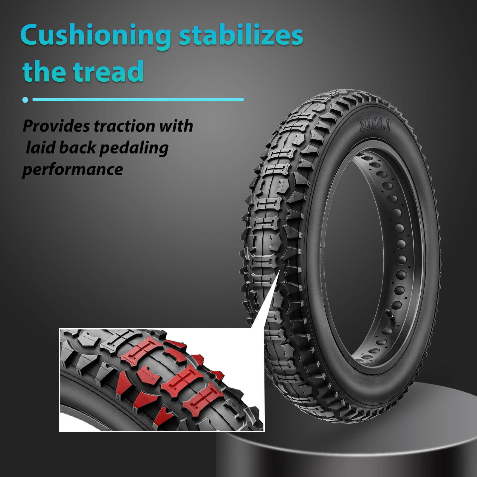 Tire tread of All-Terrain MTB & E-Bike Fat Tire 20” x 4“ - Hycline tire