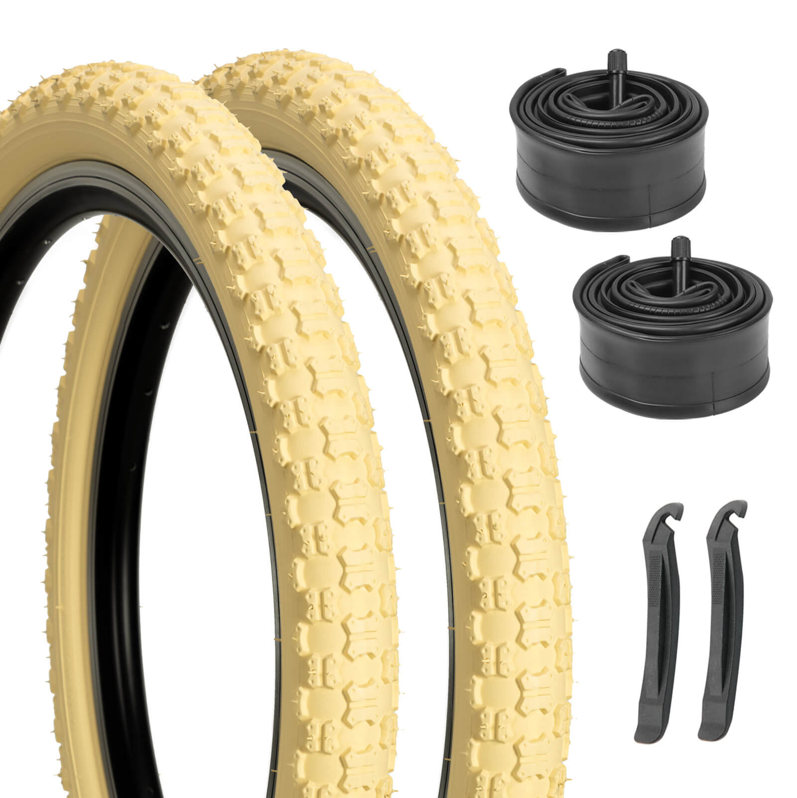 thumbnail image 2 of Baldy's 20 X 1.75 White Wall Tyres With Tubes – Classic Slick Tread For MTB, Cruiser, BMX, Folding Bikes 2 of 4