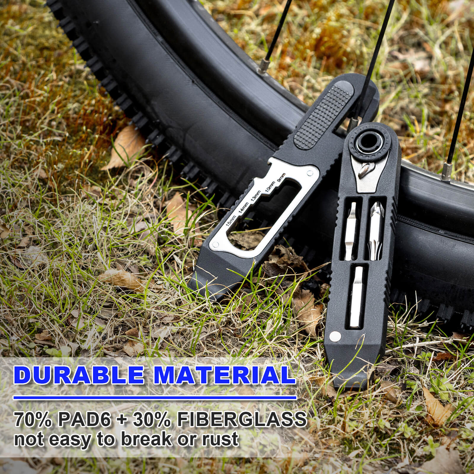 14 IN 1 Bike Tire Repair Kit - Wrench/Lever/Screwdriver/Corkscrew/File Blade