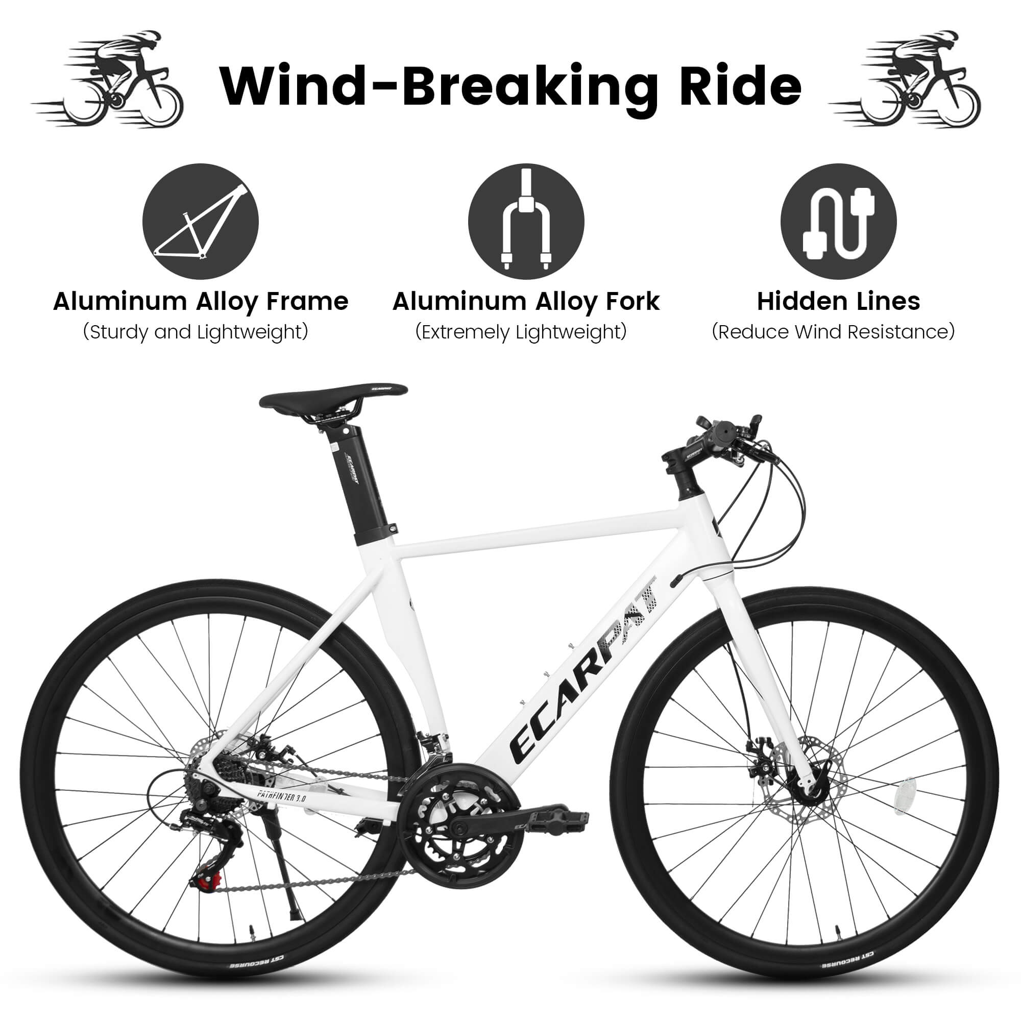 Ecarpat ZFA Road Bike – 700x32C Tires for Speed, Stability, and