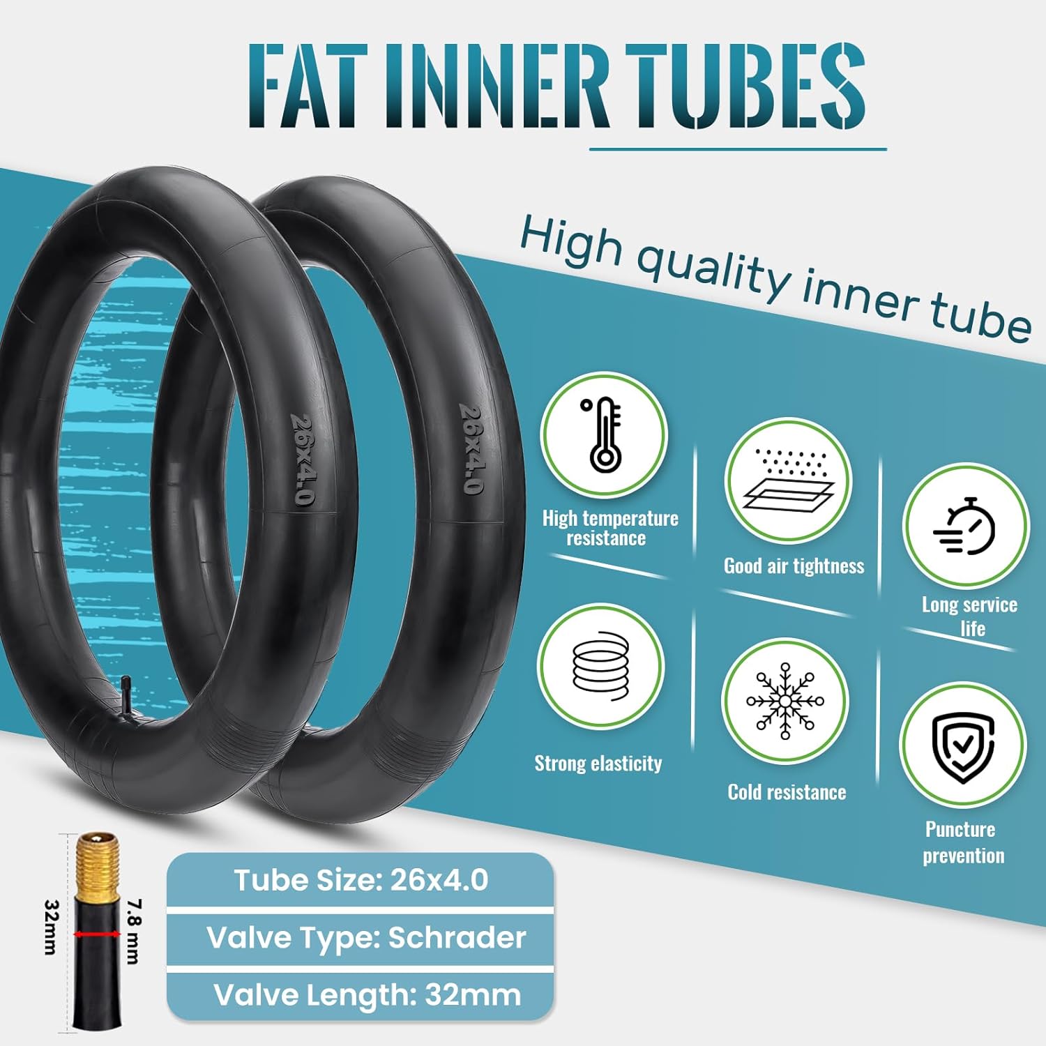 Inner Tubes Bicycle Tires, Fat Tire Bike Tube 26 X 4