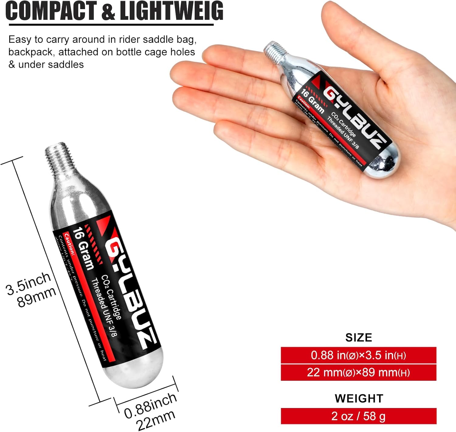 16g Threaded  CO₂  Cartridges Set