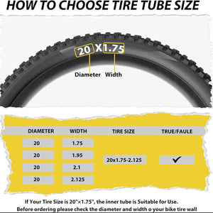 Hycline 2-Packed Bike Inner Tubes Set - 20“/24”/26
