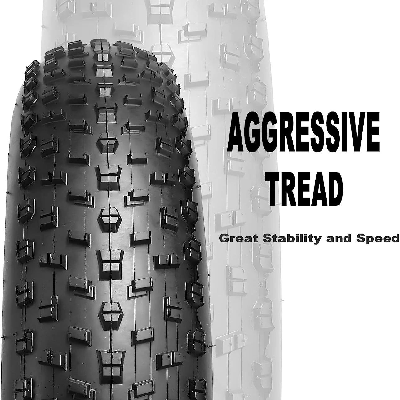 Hycline Aggressive Tread of 2-Pack Raider Fat Bike Tires 20"×4" / 26"×4"