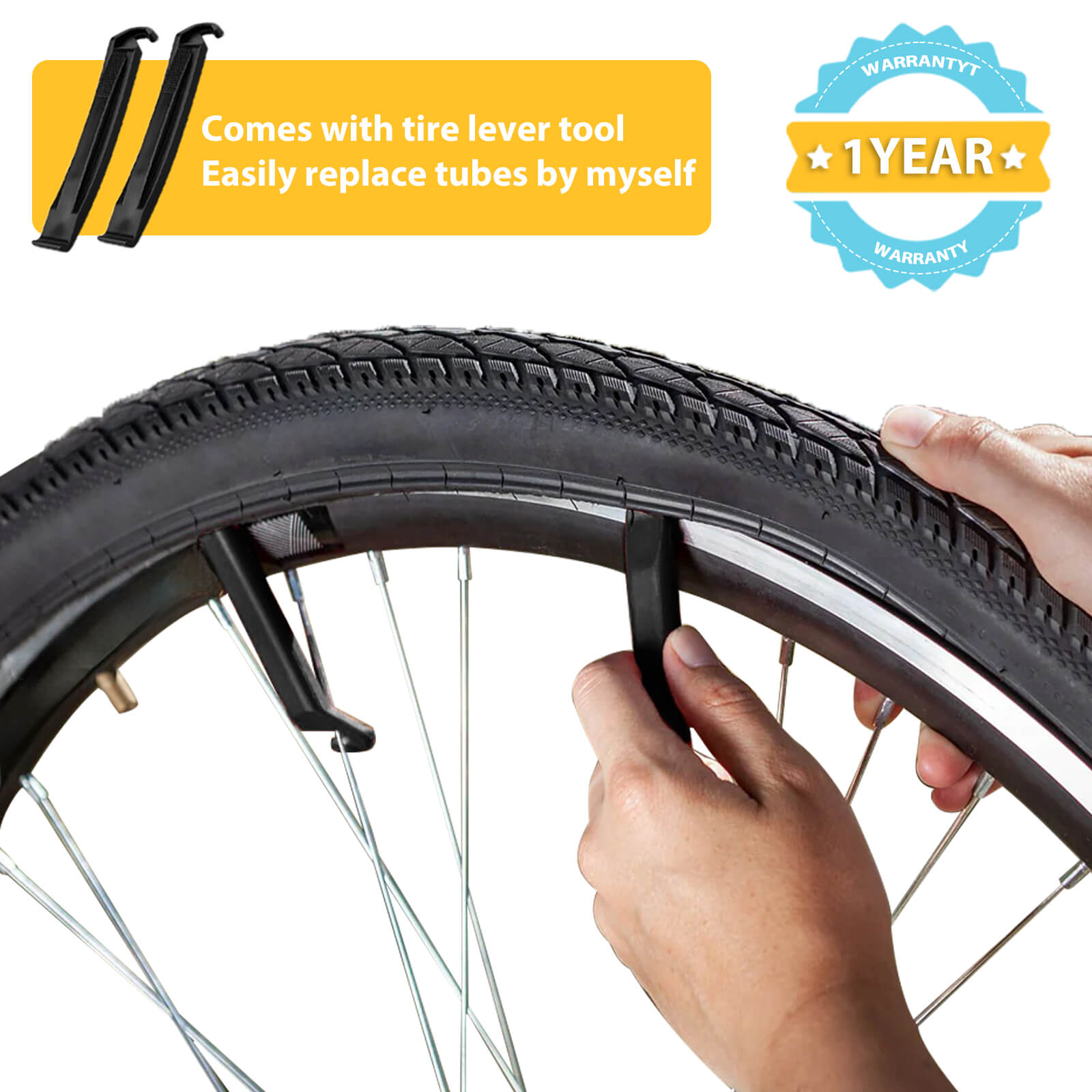 how to Use a tire lever to change a 26-inch bike tire.
