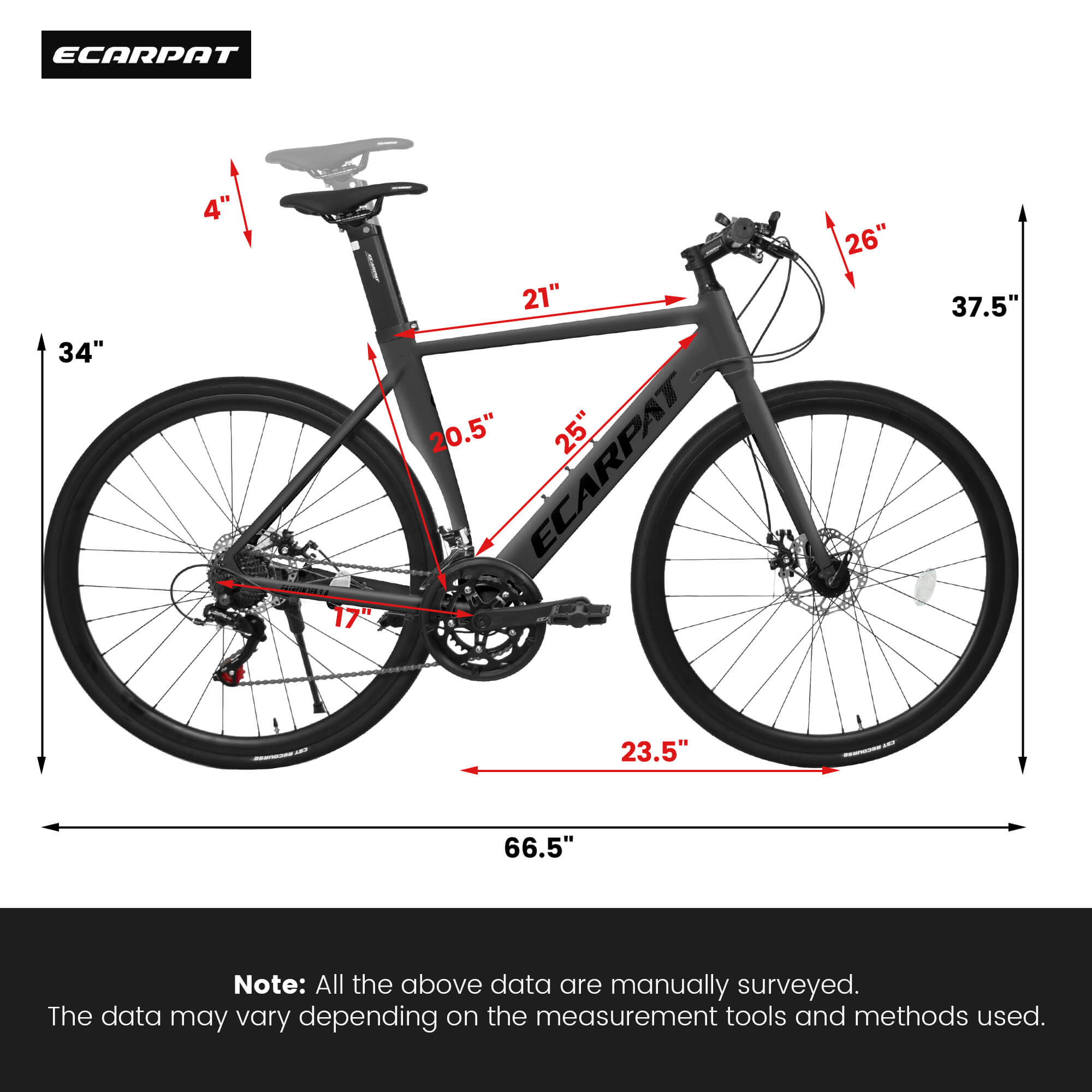 Ecarpat ZFA Road Bike – 700x32C Tires for Speed, Stability