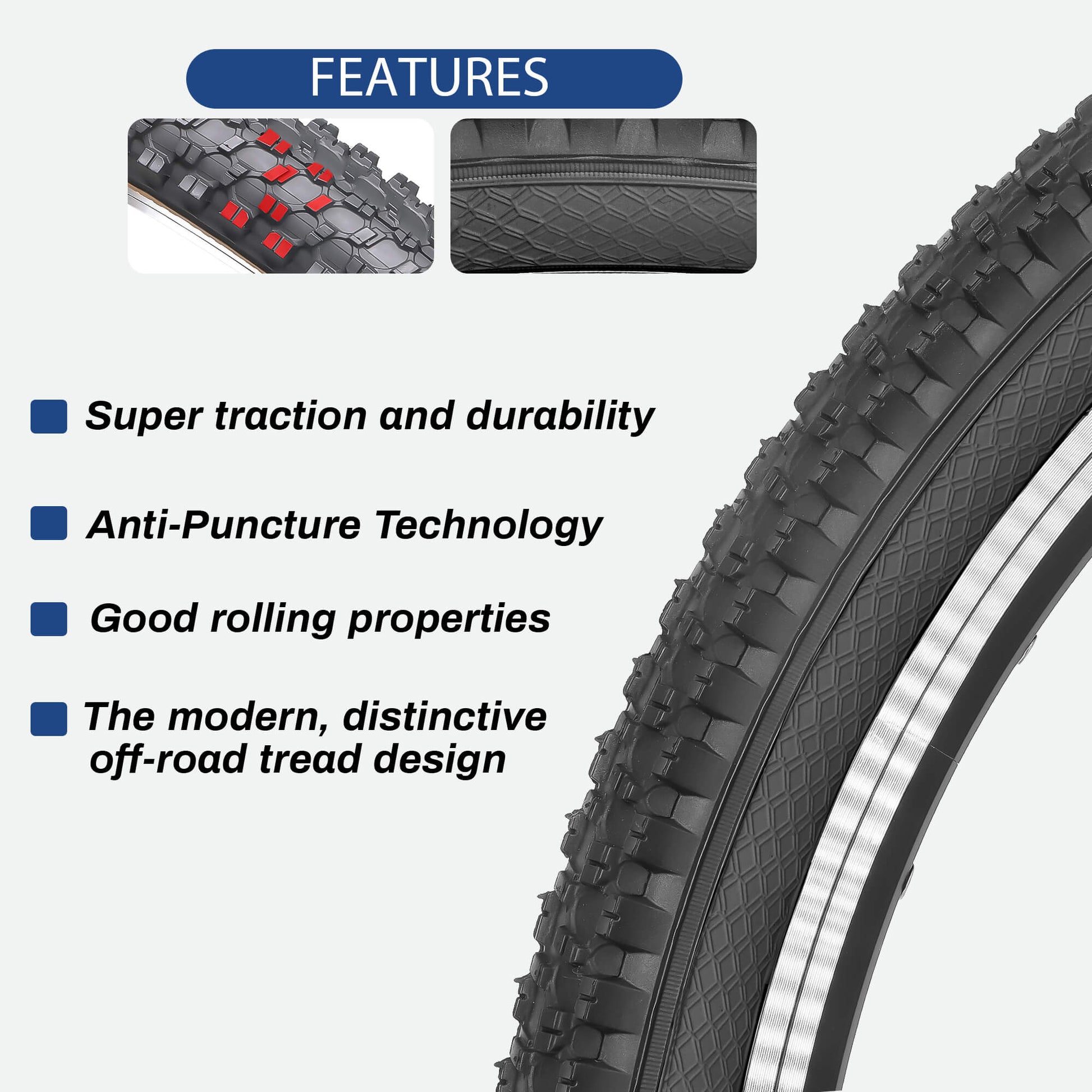 2-Pack Studded Mountain Bike Tire - 24"×1.95” / 26"×1.95" details