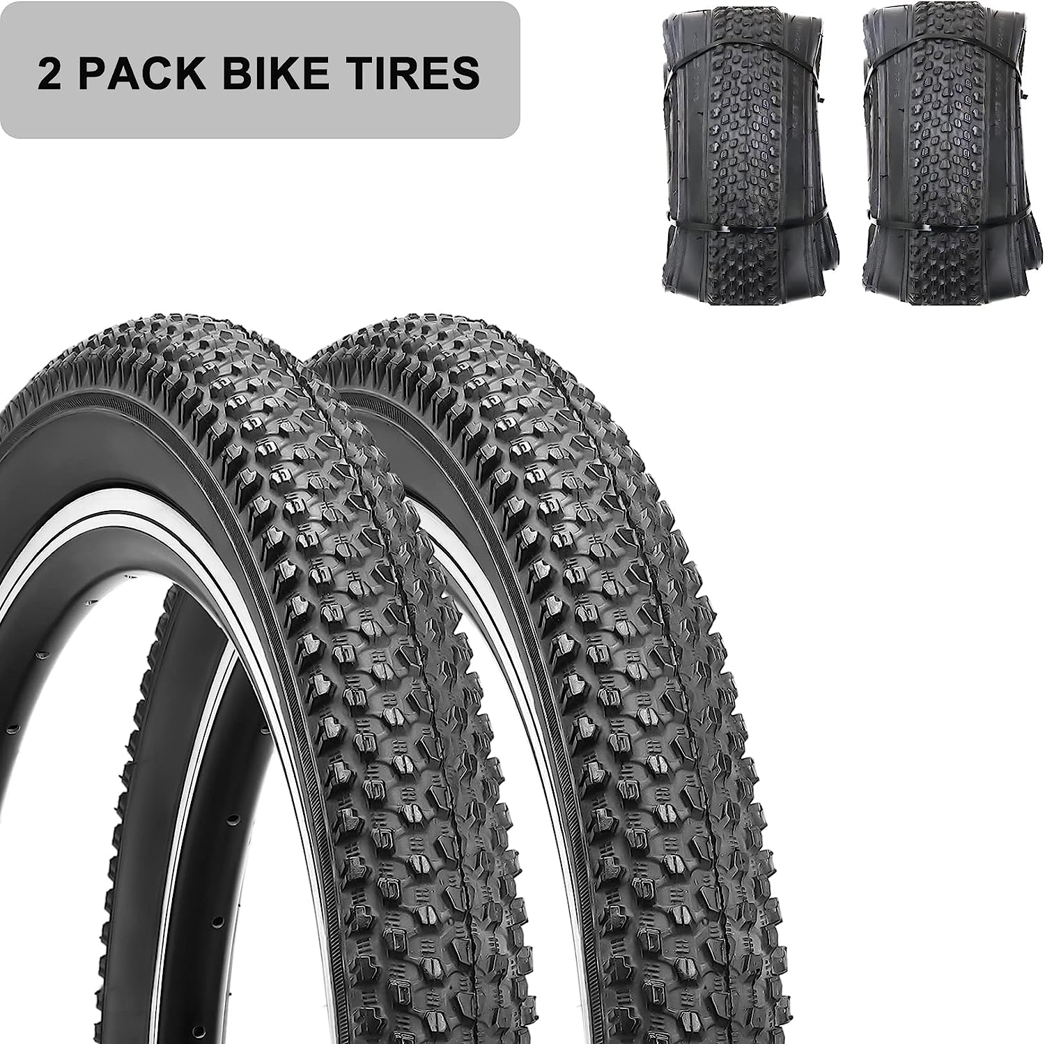 Hycline 2 Pack MTB Mountain Bike Tires - 20/24/26x1.95-2.125 Inch