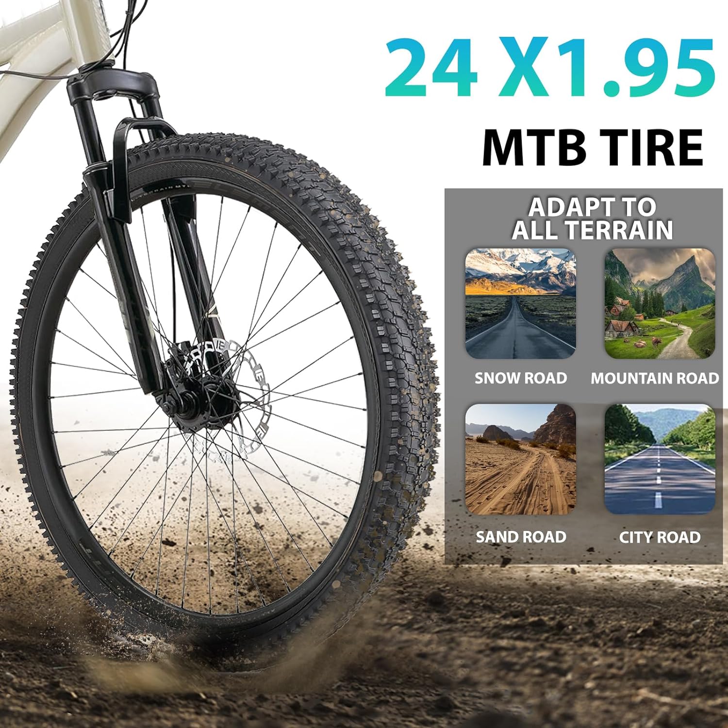Studded Mountain Bike Tire - 24"×1.95” / 26"×1.95"