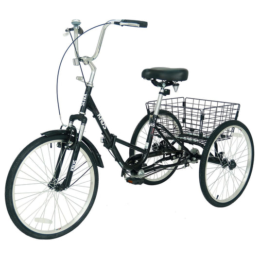 Knus 24" Foldable Single-Speed Tricycle Black