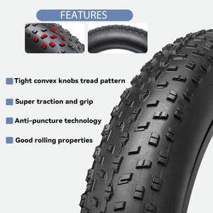 Knobby Tread of Hycline 2-Pack Raider Fat Bike Tires 20