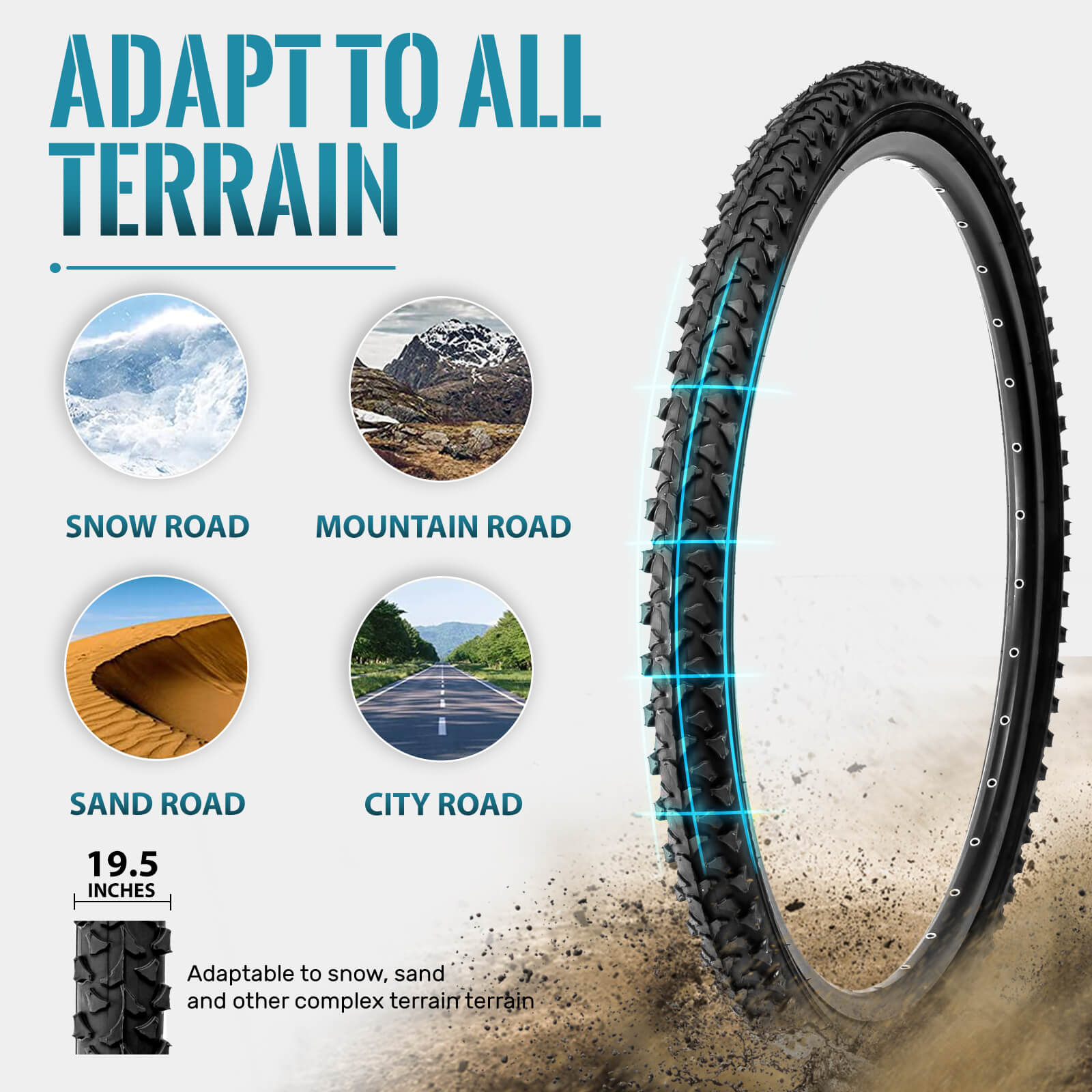 RadM303 Mud Trail Mountain Bike Tire 26"×1.95"