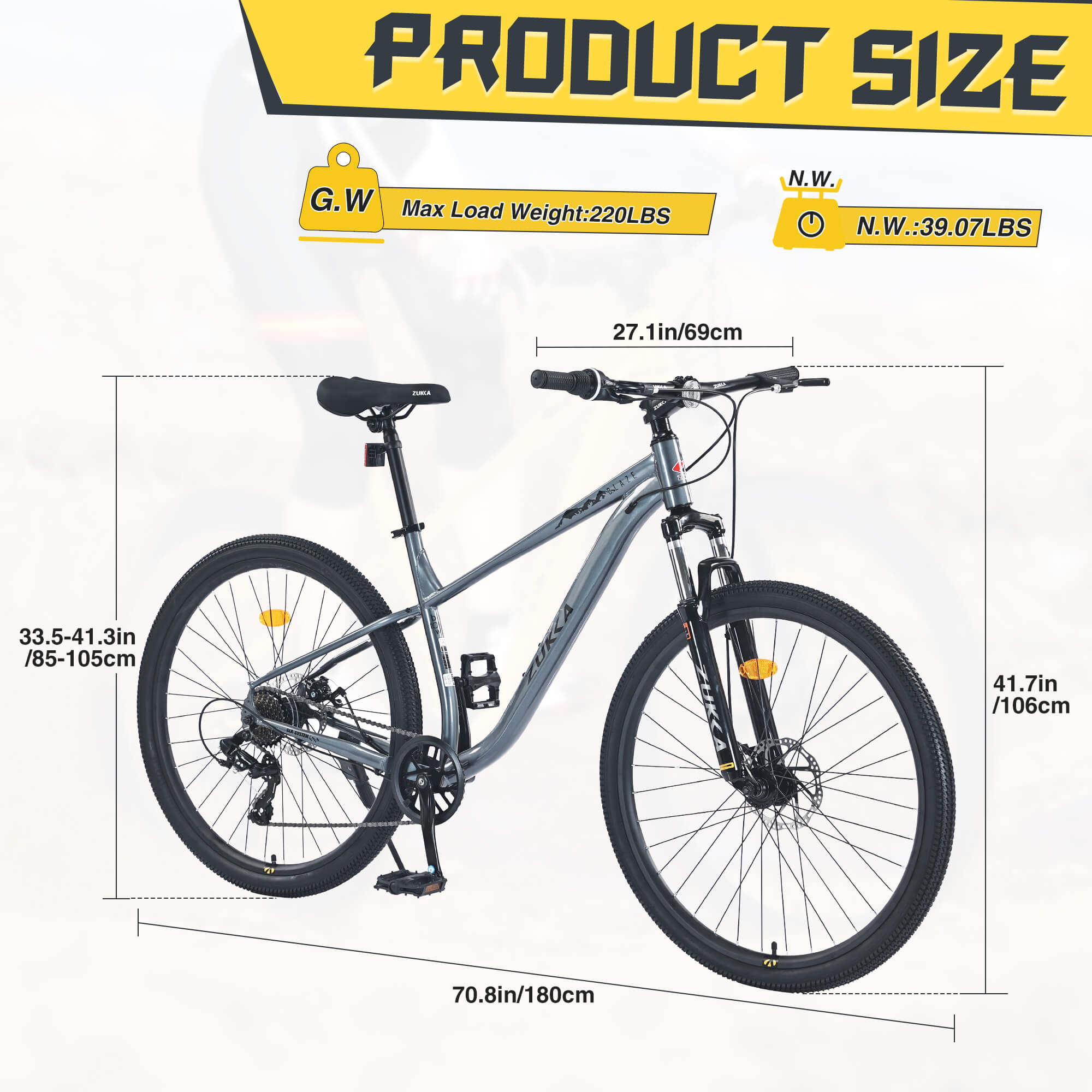 Zukka Blaze MTB 29x1.95 Mountain Bike - Conquer Any Trail