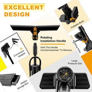 Design of Hycline 160 PSI high pressure presta valve bike tire  floor pump with gauge